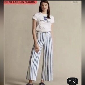 Polo Ralph Lauren Striped Jean Pants High Waist Wide Leg